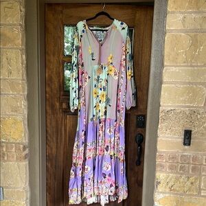Johnny Was Pastel Floral Long Sleeve Dress